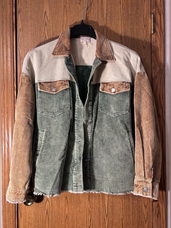 entro Tops - Entro Raw Hemmed Boho Patchwork Lightweight Shacket